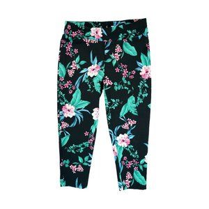Messini Women’s Pants Sz PS Petites Straight Leg‎ Floral Tropical Elastic Waist